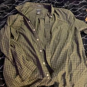 Green plaid button up shirt